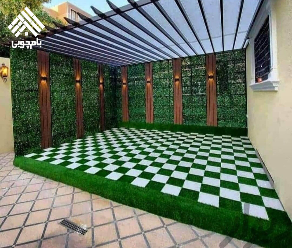 روف گاردن با بتن اکسپوز و چمن مصنوعی